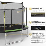 MERSCO 16FT Heavy Duty Outdoor Trampoline with Enclosure Net - Black Green