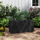 Cirui 72 Gallon Outdoor Storage Box with Lockable Lid, Waterproof & UV Resistant Patio Plastic Deck Box with Side Handles, Home Storage Box for Patio, Cushions,Toys, Black