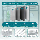 Netrum Twin over Twin Bunk Beds,Twin Bunk beds with Ladder & Guardrail,Metal Bunk Beds Frame with Bottom Storage Space for Adults Bedroom,Dorm,Guest Room,Silver