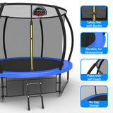 MERSCO 10FT Blue Pumpkin Outdoor Trampoline for Family with Safety Net