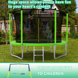 Mersco 10FT Heavy Duty Trampoline with Enclosure Net & Swing Set Outdoor Big Trampoline for Backyard, Kids Trampoline with Basketball Hoop, 960LBS Capacity,Birthday & Holiday Gifts for Kids,Green