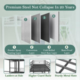 Netrum Twin over Twin Bunk Beds,Twin Bunk beds with Ladder & Guardrail,Metal Bunk Beds Frame with Bottom Storage Space for Adults Bedroom,Dorm,Guest Room,Black