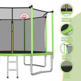 MERSCO 12FT Green Trampoline - Storm-Ready Frame & Impact-Shield Net