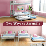 Netrum Twin over Twin Bunk Bed with Trundle,Twin Bunk beds with Ladder & Guardrail,Triple Metal Bunk Beds Frame with Bottom Storage Space for Adults Bedroom,Dorm,Guest Room,Silver