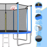 MERSCO 12FT Blue Trampoline - Reinforced Frame for Extreme Backyard Play