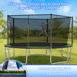 Mersco 14ft Heavy Duty Outdoor Trampoline for Kids, Backyard Trampoline with Basketball Hoop and Enclosure Net, Loading 1320 lbs,Green