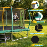 MERSCO 10x16FT Rectangular Trampoline with Safety Enclosure Net, Soccer Target Cloth & 16x7FT Soccer Goal Post Set, Premium Backyard Gymnastics & Football Combo Training Center