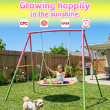MERSCO Heavy Duty Pink Saucer Swing Set with 440lbs Metal Stand