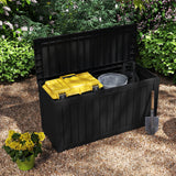 Cirui 72 Gallon Outdoor Storage Box with Lockable Lid, Waterproof & UV Resistant Patio Plastic Deck Box with Side Handles, Home Storage Box for Patio, Cushions,Toys, Black