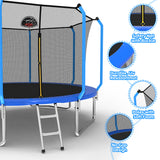 MERSCO 12FT Blue Super Series Trampoline - Safety Curved Pole Design