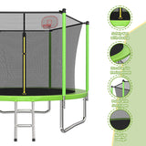 MERSCO 10FT Green Outdoor Trampoline for Backyard Family Fun