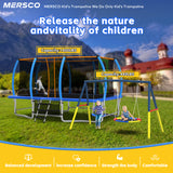 Mersco 10x16FT 4-in-1 Trampoline with Swing Set , Enclosure Net, Recreational Trampoline, Outdoor Kids and Adults Trampoline for Backyard, Beach, Birthday Gifts ,Blue