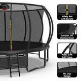 MERSCO 16FT Black Pumpkin Trampoline - High-Bounce Elite Series
