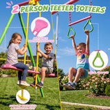 MERSCO 5-in-1 Backyard Swing Set with Slide - Pink & Green