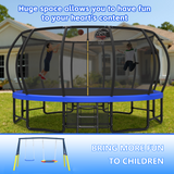 Mersco 16FT Heavy Duty Trampoline with Enclosure Net & Swing Set Outdoor Big Trampoline for Backyard, Kids Trampoline with Basketball Hoop, 1320LBS Capacity (Blue)