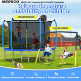 Mersco 10FT Trampoline with Enclosure Net,Swing Set, Outdoor Trampoline with Basketball Hoop for Kid,1320 LBS Trampoline with Swing Set for Backyard,Birthday & Holiday Gifts for Kids,Blue