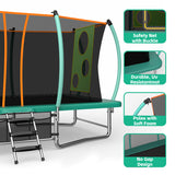 MERSCO 10x16FT Green Premium Rectangle Trampoline with Basketball Hoop