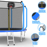 MERSCO 8FT Blue Junior Trampoline - Compact Design with Basketball Hoop