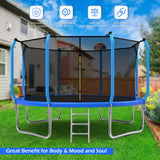 Mersco 14ft Trampoline for Kids & Adults with Enclosure Net, Basketball Hoop, Ladder,1320LBS Capacity Heavy-Duty Rebounder Trampoline Set for Backyard/School (Blue)