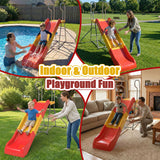 MERSCO Kids Plastic Slide with Ladder,Indoor Outdoor Playground Freestanding Playset Slide,Backyard Playset Trampoline Swing Slide for Boys and Girls Birthday,Children's Day gifts