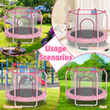 Pink 55" Handle Kids Indoor ToddlersTrampoline With Hoop