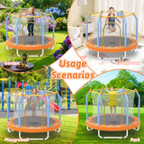 Mersco 55inch Toddler Trampoline, Mini Trampoline for Kids with Enclosure and Basketball Hoop, Birthday Gifts