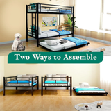 Netrum Twin over Twin Bunk Bed with Trundle,Twin Bunk beds with Ladder & Guardrail,Triple Metal Bunk Beds Frame with Bottom Storage Space for Adults Bedroom,Dorm,Guest Room,Black