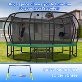 Mersco 15FT Heavy Duty Trampoline with Enclosure Net & Swing Set Outdoor Big Trampoline for Backyard, Kids Trampoline with Basketball Hoop, 1320LBS Capacity (Green)