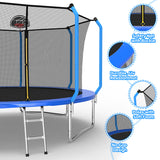 MERSCO 14FT Blue Super Series Trampoline - Safety Curved Pole Design