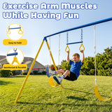 MERSCO 5-in-1 Backyard Swing Set with Slide - Blue & Yellow