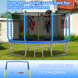 Mersco 14FT Trampoline with Enclosure Net,Swing Set, Outdoor Trampoline with Basketball Hoop for Kid,1320 LBS Trampoline with Swing Set for Backyard,Birthday & Holiday Gifts for Kids,Blue