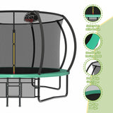 MERSCO 12FT Green Pumpkin Trampoline with Basketball Hoop