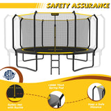 MERSCO 14FT Heavy Duty Outdoor Trampoline with Anti-Collision Curved Poles and Ladder