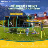 Mersco 10x16FT 4-in-1 Trampoline with Swing Set ,Enclosure Net, Recreational Trampoline, Outdoor Kids and Adults Trampoline for Backyard, Beach, Birthday Gifts ,Green