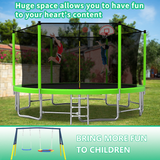 Mersco 15FT Heavy Duty Trampoline with Enclosure Net & Swing Set Outdoor Big Trampoline for Backyard,Kids Trampoline with Basketball Hoop,1320LBS Capacity,Birthday & Holiday Gifts for Kids,Green
