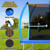 Mersco 10x16FT 4-in-1 Trampoline with Swing Set , Enclosure Net, Recreational Trampoline, Outdoor Kids and Adults Trampoline for Backyard, Beach, Birthday Gifts ,Blue