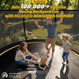 Mersco 14英尺高级后院蹦床，带高级安全围栏——全天候防锈框架
