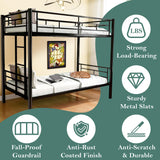 Netrum Twin over Twin Bunk Beds,Twin Bunk beds with Ladder & Guardrail,Metal Bunk Beds Frame with Bottom Storage Space for Adults Bedroom,Dorm,Guest Room,Black