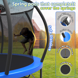 Mersco 12FT Heavy Duty Trampoline with Enclosure Net & Swing Set Outdoor Big Trampoline for Backyard, Kids Trampoline with Basketball Hoop, 1320LBS Capacity (Blue)