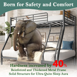 Netrum Twin over Full Bunk Bed for Adults Teens,Heavy-Douty Metal Bunk Beds Frame with Wall Fastener Screws,Ladder & Full-Length Guardrail, Black