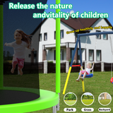Mersco 10FT Heavy Duty Trampoline with Enclosure Net & Swing Set Outdoor Big Trampoline for Backyard, Kids Trampoline with Basketball Hoop, 960LBS Capacity,Birthday & Holiday Gifts for Kids,Green