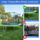MERSCO 4-Pack Windproof Trampoline Stakes Anchor Kit - Heavy Duty Steel Spiral Ground Anchors with Tie Down Straps for Trampolines, Tents, Sheds & Playsets (Silver)