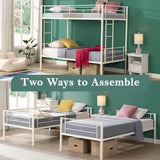 Netrum Twin over Twin Bunk Beds,Twin Bunk beds with Ladder & Guardrail,Metal Bunk Beds Frame with Bottom Storage Space for Adults Bedroom,Dorm,Guest Room,White