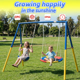 MERSCO 3-in-1 Heavy Duty Outdoor Swing Set with Slide