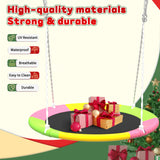 Mersco Swing Set for Backyard with Stand, Swing Heavy Duty 440lbs Metal Outdoor Swing Stand, Contain 1 Saucer 32" & 1 Belt Seat 26.2" for Playground, Backyard Playset,Pink