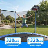 MERSCO 14FT Blue Super Series Trampoline - Safety Curved Pole Design