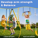 MERSCO 5-in-1 Backyard Swing Set with Slide - Blue & Yellow
