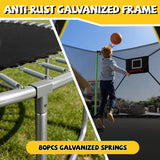 Trampolín de tablero blando verde de 14 pies para adultos y niños