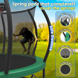 Mersco 16FT Heavy Duty Trampoline with Enclosure Net & Swing Set Outdoor Big Trampoline for Backyard, Kids Trampoline with Basketball Hoop, 1320LBS Capacity (Green)