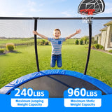 MERSCO 10FT Blue Pumpkin Outdoor Trampoline for Family with Safety Net